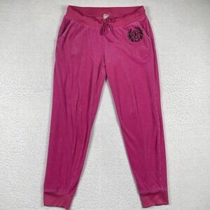 Juicy Couture‎ Pants Womens Large Pink Velour Embellished Jogger Athleisure